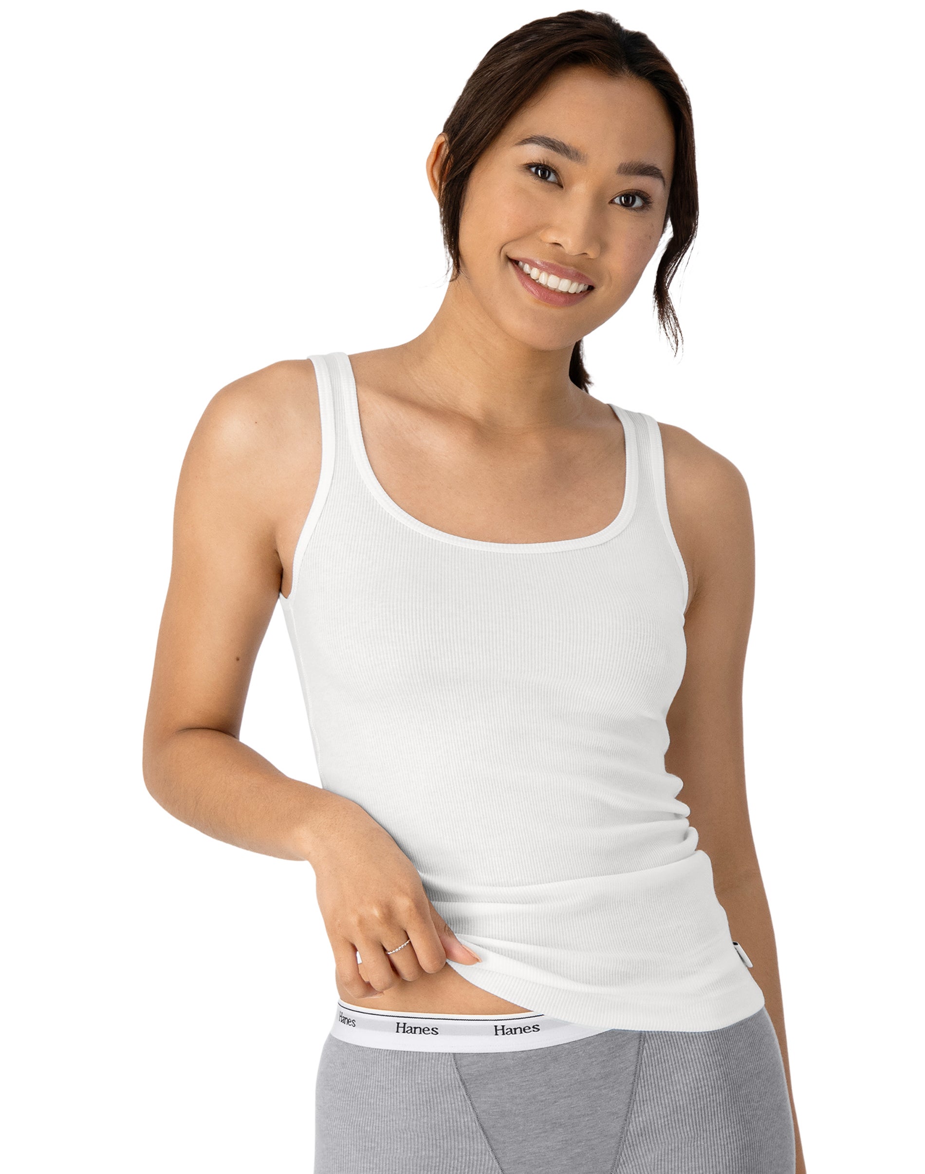Hanes Originals Women's Cotton Ribbed Tanks, 3-Pack White 2XL